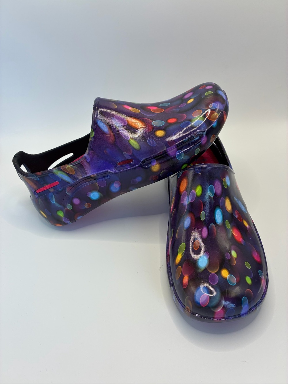 Easy Works Nursing Purple Polka Dot Waterproof Clogs Size 10